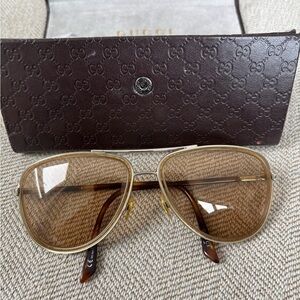 Gucci Gold and Brown Sunglasses Vintage